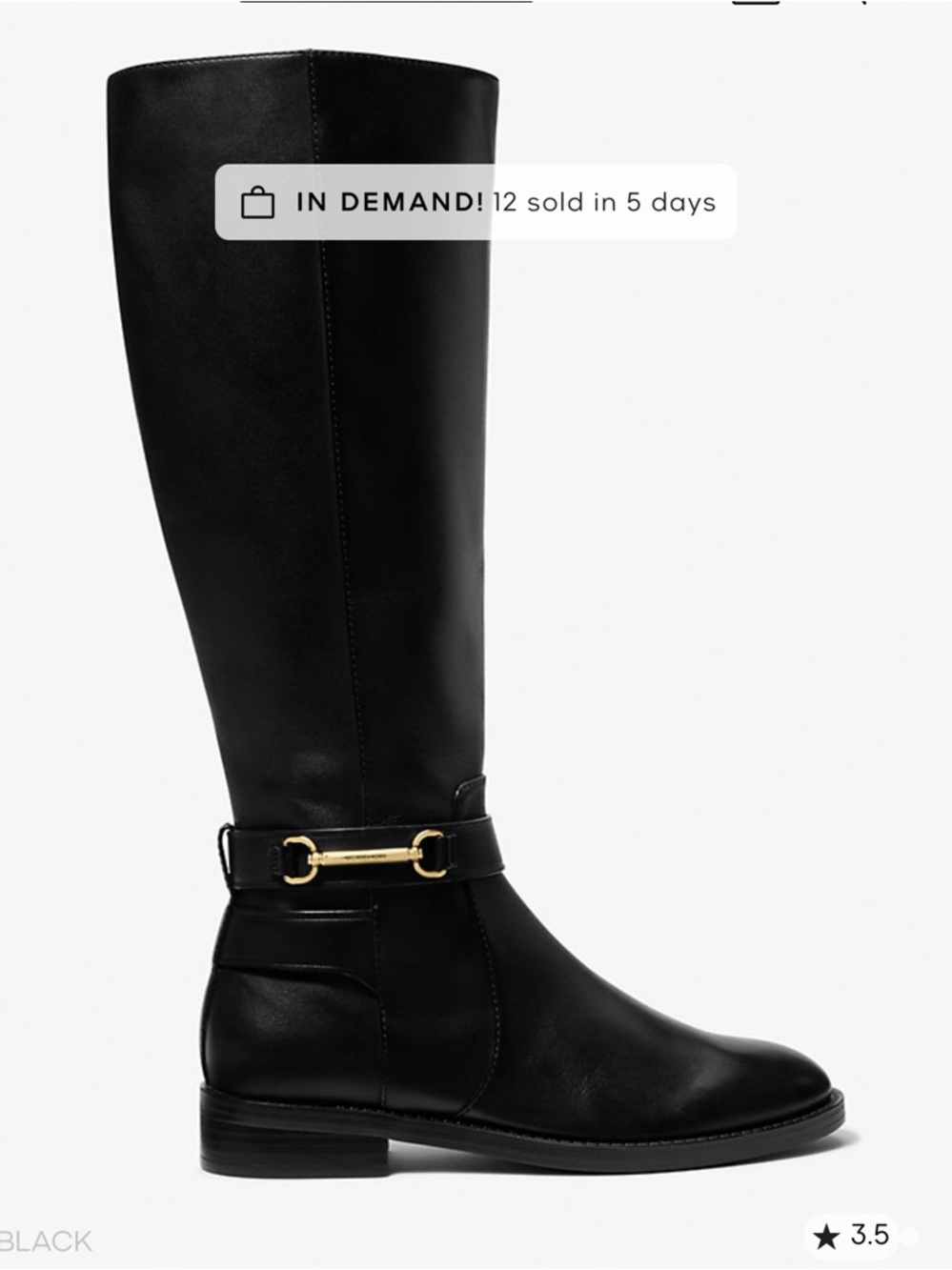 Michael Kors Black Tall Leather Riding Boots with Gold Bit with the original box - Picture 3 of 8